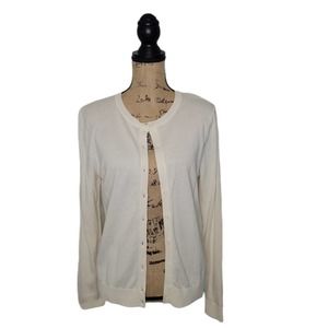 LOFT Women's Cardigan Sweater  Cream Size Large